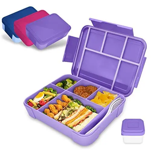 Produktbild: IJIAMY Brotdose Kinder mit Fächern, 1300ml Jausenbox Kinder, Auslaufsicher Bento Box, Lunchbox Kinder, Vesperdose für Kindergarten & Schule (Pink)
