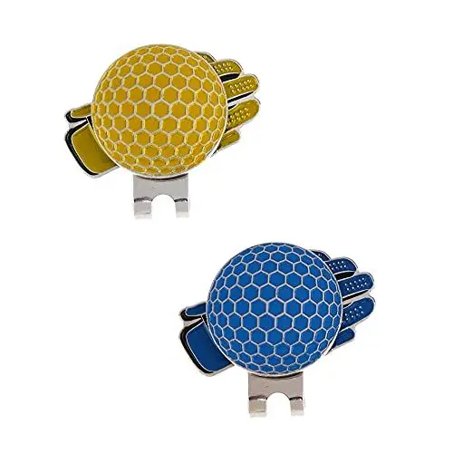 Produktbild: IKAAR 2 Stück Golf Ball Marker Golf Hut Clip Metall Golf Mini Handschuhe Magnetic Ball Marker Golf Visier Clip Zubehör Geschenk für Golfer