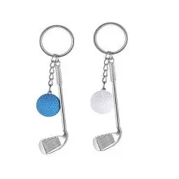 Produktbild: IKAAR 2 Stück Schlüsselanhänger Golfball Anhänger aus Metall Geschenk für Golfer (Blau + Weiß)