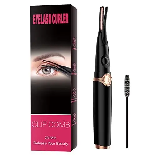Produktbild: ikasus Beheizbare Wimpernzange Elektrische Wimpernzange mit Bürste USB Aufladen Makeup Curling Wimpernzange 3 Temperaturmodi für Alle Wimpern, Lang Anhaltende Natürliche Locke, Schwarz