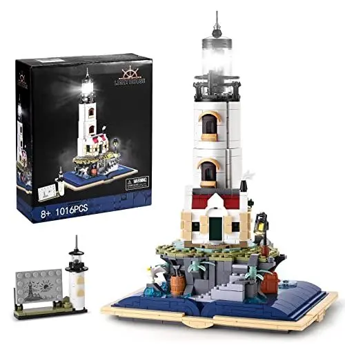 Produktbild: IKUPER Ideas Leuchtturm Bausatz, Sammlerstück zum Ausstellen Modell, Bausteine Spielzeug für Haus- und Büro-Deko, Kreatives Geschenk für Erwachsene und Kinder ab 8 Jahren (1016 Stück)