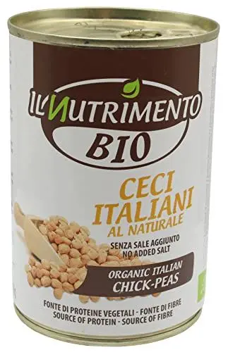 Produktbild: IL NUTRIMENTO Bio-Kichererbsen – Reich an Ballaststoffen und Proteinen – Natürliche Kichererbsen – 12er-Packung (12 x 400 g)