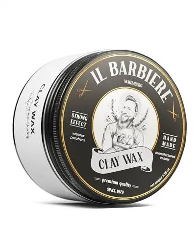 Produktbild: Il Barbiere® Clay Wax Pomade Wasserbasiert - Natürliches Haarwachs Matt Sehr Starker Halt Pomade Herren Haarwachs Männer Ohne Parabene Silikonfrei Handmade für einen einzigartigen Look, 100ml
