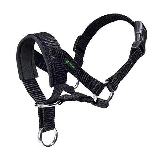 Produktbild: Hundehalfter Mit Gepolstertem Stoff, Halfterhalsband Für Hunde, Verstellbar Und Ziehen verhindert. (L,Schwarz)