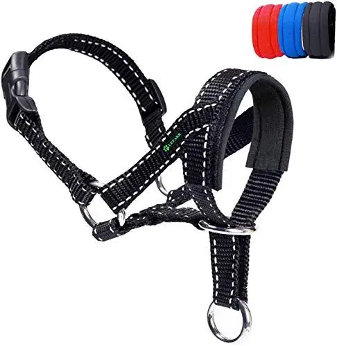 Produktbild: ILEPARK Hundehalfter Mit Reflektierendem Riemen, Halfterhalsband Für Hunde, Verstellbar Und Einfach Zu Kontrollieren. (L,Schwarz)