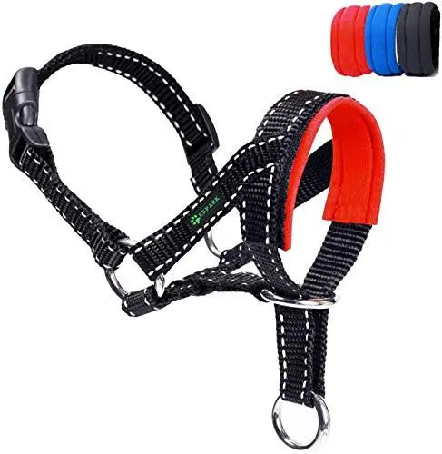 Produktbild: ILEPARK Hundehalfter Mit Reflektierendem Riemen, Halfterhalsband Für Hunde, Verstellbar Und Einfach Zu Kontrollieren. (S,Rot)