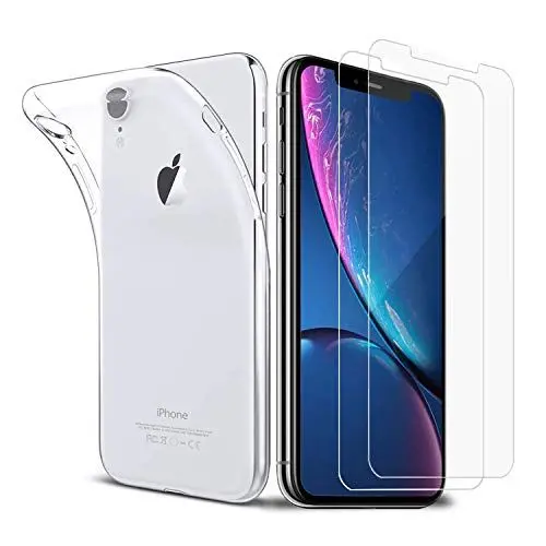 Produktbild: iLiebe Hülle iPhone XR + Schutzfolie iPhone XR Set, (1 Hülle+2 Schutzfolie) Schutzfolie Folie Glas 9H Displayschutzfolie TPU Silikon Case Cover für iPhone XR