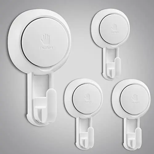Produktbild: ilikable Saugnapf Haken stark, 4 Pack Saugnäpfe ohne Bohren, 1000 Mal Wiederverwertbar, 360 Grad Drehbare Saugknöpfe, vakuum Saugnapfhaken für Bad Dusche Küche Fenster Glas, Max 5 KG Saughaken
