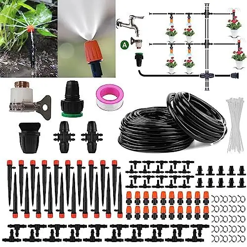 Produktbild: ILIKEPOW Garten Bewässerungssystem, 30M + 5M DIY Tropfbewässerung Kit Automatisches Sprinkler für Terrasse Pflanzen