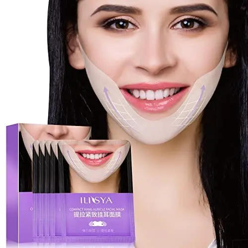 Produktbild: ILISYA V-Linie Liftmaske doppelkinn entferner jawline face mask face lifting tape V line lift mask-Natriumhyaluronat Kaffee VC Extrakt