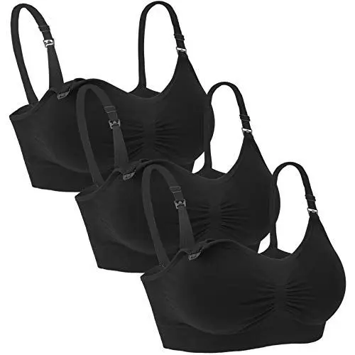 Produktbild: iloveSIA 3X Still BHS nachts Ohne Bügel Nahtloser Schwangerschafts-BHS Unterwäsche Schwarz XXL
