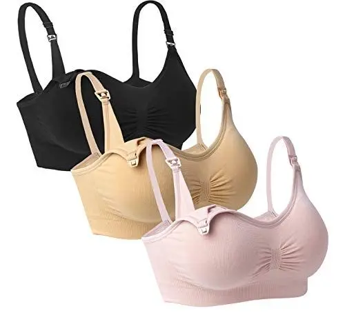 Produktbild: iloveSIA Still BHS ohne Büge Damen Bustenhalter Schwangerschaft-BH Schwarz+ekrü+Baiser,XL Fit 85BC