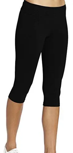 Produktbild: iLoveSIA Damen High-Waist Leggings 3/4-Länge - Sportleggings aus blickdichter, weicher Baumwolle für Yoga Fitness Laufen Freizeit Size Schwarz XL
