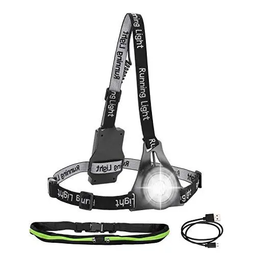 Produktbild: IMAGE Lauflicht LED Brustlampe USB wiederaufladbare Lauflampe wasserdicht running light mit Gürteltasche zum Joggen Laufen