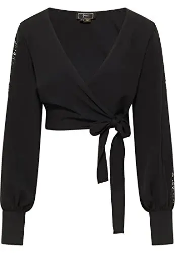 Produktbild: faina Damen wikkelblouse Wickelbluse, Schwarz, L EU