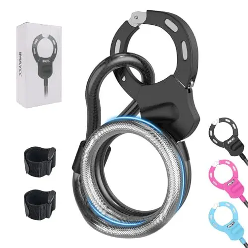Produktbild: IMAYCC E Scooter Schloss, Tragbarkeit Fahrradschloss Hohe Sicherheit, Eindicken Kabelschloss für E Scooter, 50CM E Roller Schloss, Handschellenschloss für E Scooter, Mountainbike Rennrad(Schwarz)