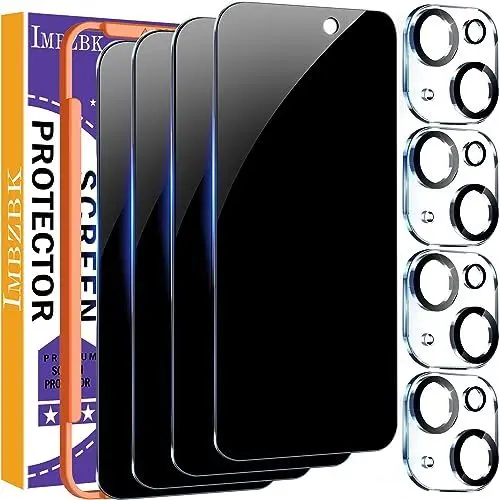 Produktbild: IMBZBK für iPhone 15 Plus für Panzerglas Sichtschutz 4 Stück Schutzfolie Folie Sichtschutz Zubehör mit 4 Stück Kameraschutz