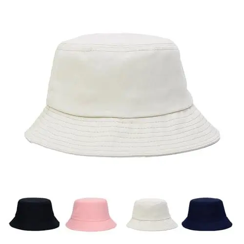 Produktbild: iMeshbean Fischerhut Damen Herren, Sonnenhut Unisex Bucket Hat Baumwolle Faltbarer Sommerhut Freizeithut Anglerhut Fischerhüte Outdoor Hut für Wandern, Camping, 58 cm (Beige)