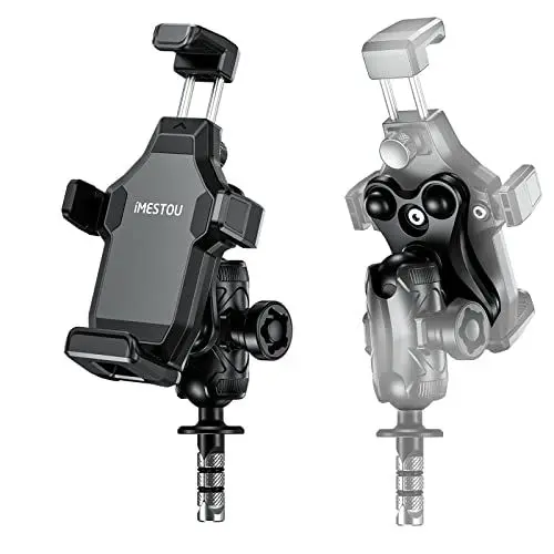 Produktbild: iMESTOU Motorrad Gabelschaft Handyhalterung, Anti-Vibration 1“ Kugel Handyhalterung mit Anti-Diebstahl-Doppelbuchse Arm und Gabelbasis Geeignet für BMW Motorräder Passend für 4,7