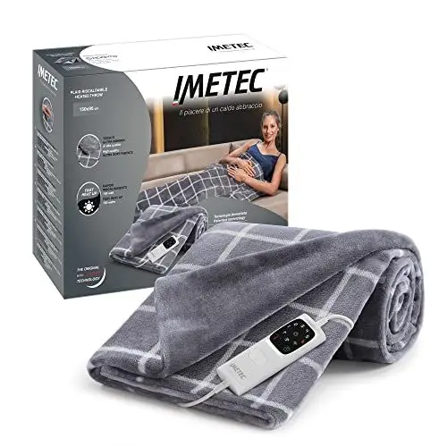 Produktbild: Imetec Adapto Velvet Square Heizdecke, 150x95 cm Wärmedecke, weiches Gewebe, geringer Verbrauch, Adapto-Technologie, sicher, schnelles Aufheizen, 6 Temperaturen, waschbar
