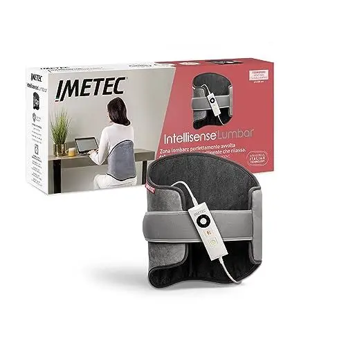 Produktbild: Imetec Intellisense Lumbar, Heizkissen für die Lendengegend mit elastischem Band, Schnelles Heizen, Hypoallergenes Material, 5 Temperaturen, Elektroblock-Sicherheit, Waschbar, 61x38 cm