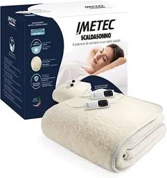 Produktbild: Imetec Scaldasonno Adapto Wärmeunterbett für Doppelbett 150x160 cm, schnelle Erwärmung, personalisierbare Temperatur, 100 % Wolle und Merinowolle, Made in Italy, 2 separate Bedieneinheiten, 6 Temp