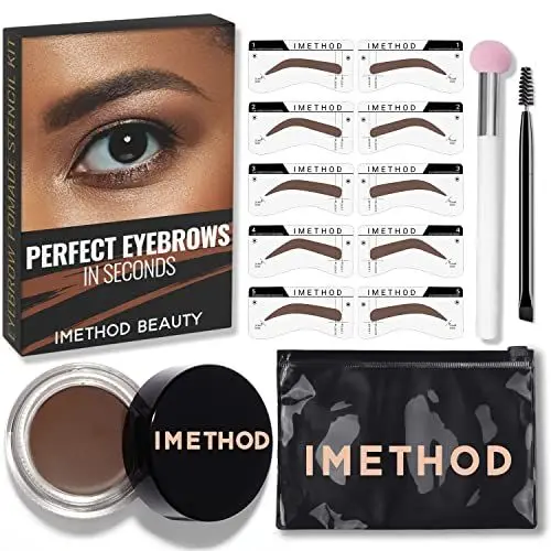Produktbild: iMethod Augenbrauenstempel und Augenbrauenschablonen Set – Augenbrauenstempel-Set, Augenbrauenschablone und Stempel-Kit, Brow Trio Augenbrauen-Kit, Perfekte Buschige Augenbrauen, Aschbraun