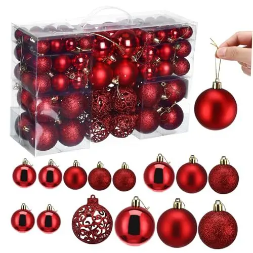 Produktbild: IMIKEYA 100 STK Christbaumschmuck Kugeln christbaumkugeln weihnachtsbaumkugeln weihnachtskugeln Weihnachtsdekorationen Weihnachtsbaumschmuck Dekorationen für den Weihnachtsbaum Plastik rot