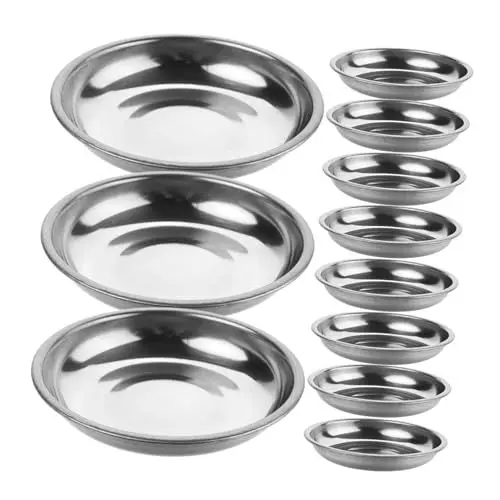 Produktbild: IMIKEYA Elegantes Soßenschalen-set Aus Edelstahl 10 Runde Mini-teller Mit 7 6 Cm Durchmesser Zum Servieren Von Snacks Gewürzen Ketchup Und Vorspeisen
