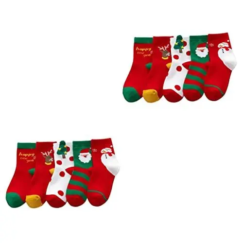 Produktbild: IMIKEYA 10 Paar Weihnachtssocken Kinder Weihnachtssocken Baumwolle Kinder Weihnachtssocken Weihnachtsstrümpfe Kinder Weihnachtsstil Socken Weihnachts Festival Socken Kinder