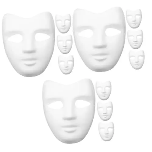 Produktbild: IMIKEYA 12 STK Handgezeichnete -Maske Weiße DIY-Maske Unbemalte Masken zum Selbermachen Blanko Maske zum Selbstgestalten DIY-Maskenset Partygeschenke Maskerade-Maske Masse Papier