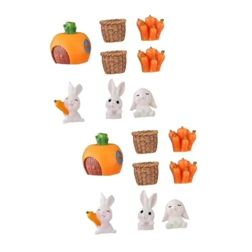 Produktbild: IMIKEYA 16 STK Häschenverzierung Ostern zu Ostern ostergeschenke für 0stergeschenke Zubehör für Puppenhäuser Miniatur-Hasen-Statue Kuchen Hasenfigur Osterdeko Harz