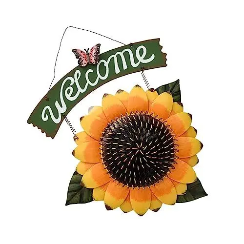 Produktbild: IMIKEYA 1Stk Sonnenblumen-Wanddekoration Willkommens-Blumenplakette Metall-Sonnenblumen-Wandkunst haustür eingangstür Metallschilder Hochzeitsdekorationen im Freien