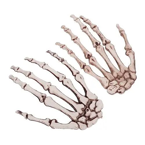 Produktbild: IMIKEYA 1 Paar Schädel Palmknochen Skeletthandmodell Halloween-Skeletthände verfolgt Halloween basteln Halloween aussendeko Pfote Halloween-Requisiten gruselige Skelettkrallen Harz