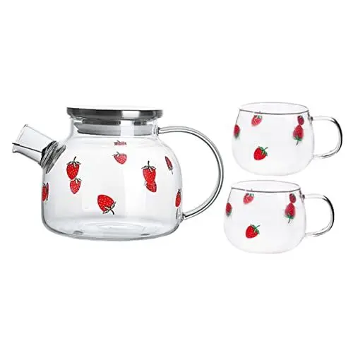 Produktbild: IMIKEYA Erdbeer-teekannen-set Aus Borosilikatglas Hitzebeständiges Teesieb Kühlwasserkrug mit Großer Kapazität für Den Hausgebrauch