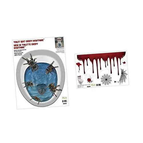 Produktbild: IMIKEYA 1 Set Halloween Thriller Spinnen Aufkleber „Happy Day Bloody“ Toilettenaufkleber Badezimmer Wc Aufkleber Halloween Dekoration Halloween Horror Aufkleber Toilettensitz