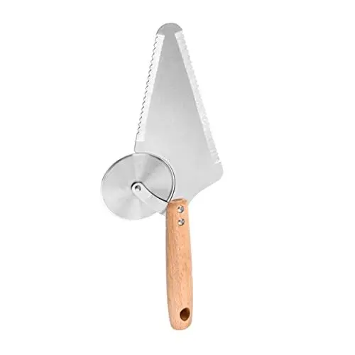 Produktbild: IMIKEYA 1 Stk Eine Pizzaschaufel Pizzaspatel Pizzaschneider Brotschaufel Pizzaschere Kuchenschaber cuttermesser schnitzmesser brotmesser Schaufel aus Edelstahl Pizza- Holz Silver