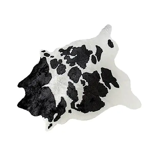 Produktbild: IMIKEYA 1stk Kuh Bodenmatte Plüschboden Teppich Kuh Bereich Teppich Kuhfell-imitat-Teppich Teppich Im Zimmerbereich Teppich Wohnzimmer rutschfeste Matte Weiß Weihnachten Polyester