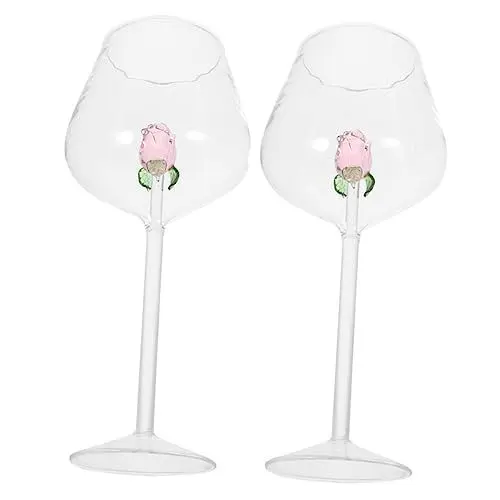 Produktbild: IMIKEYA 2St Rosé Weinglas Weingläser kristallglas trinkglas Rotweinkelche Cocktaildekorationen für Getränke Trink Gläser Weinkelch aus Glas wiederverwendbarer Kelch Weißwein