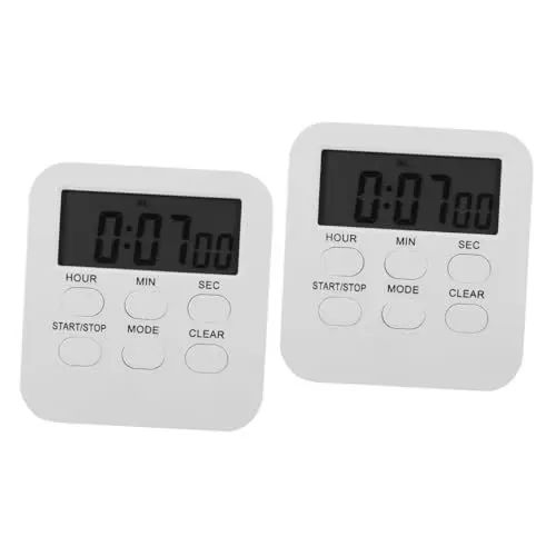 Produktbild: IMIKEYA 2St Timer-Timer Küchentimer für Senioren digitaler Küchentimer Timer für den Unterricht 60-Minuten-Timer Eieruhr für Kinder Küchenuhr Kinder-Timer Klassenzimmer-Timer Plastik Weiß