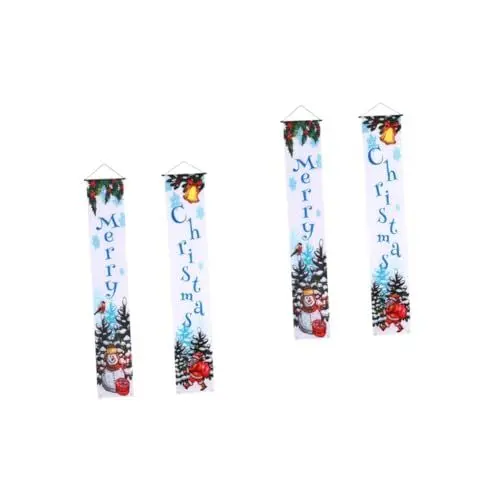 Produktbild: IMIKEYA 2 Paar Hängebanner Für Die Weihnachtsdekoration Vor Der Tür Wendbares Banner Für Den Außenbereich Knitterfreie Lebendige Weihnachtsvorhänge