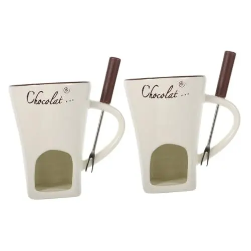 Produktbild: IMIKEYA 2 Set Keramik Fondue Tasse Schmelztiegel Käse Butter Wärmer Mit Für Schokolade Käse Butter