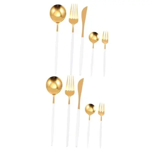 Produktbild: IMIKEYA 2 Sets 5 Teilig Fünfteiliges Geschirrset Besteck Löffel Geschirrset Löffel Messer Set Löffel Messer Set Edelstahlbesteck Altmodisches Set Edelstahl