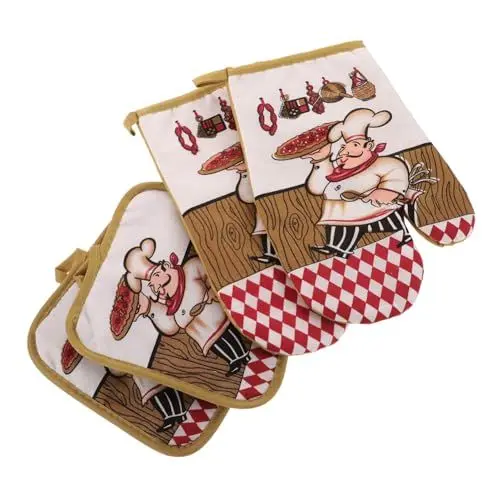 Produktbild: IMIKEYA 2 Sets Backhandschuhe Ofenhandschuhe Topflappen Set Hitzebeständige Kochhandschuhe