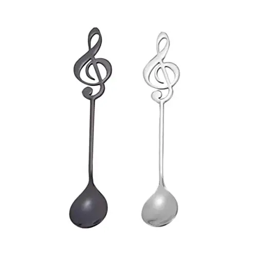 Produktbild: IMIKEYA 2 Stk Musiknoten-Kaffeelöffel Zuckerlöffel Servierlöffel Eislöffel Esslöffel antike Löffel Küchenlöffel zum Trinken Kaffeelöffel aus Edelstahl Nachtisch Notiz kleiner Löffel Kind
