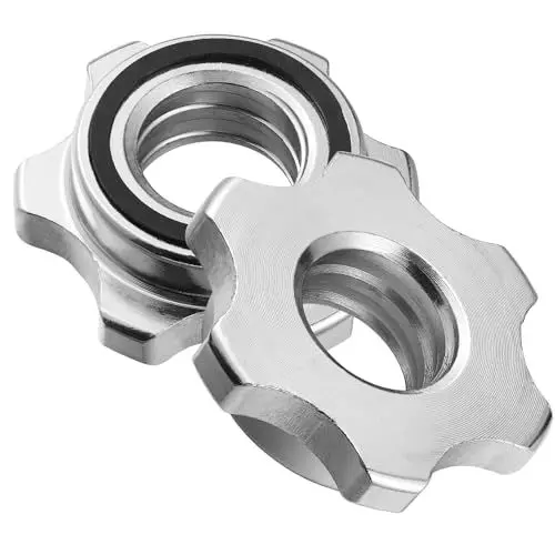 Produktbild: IMIKEYA 2 Stück Schraubverschluss für Hantelstangen Standard Langhantel Spinlock rutschfeste Sternverschlüsse für Hantelstange Gewichtheben 25mm Durchmesser Silber