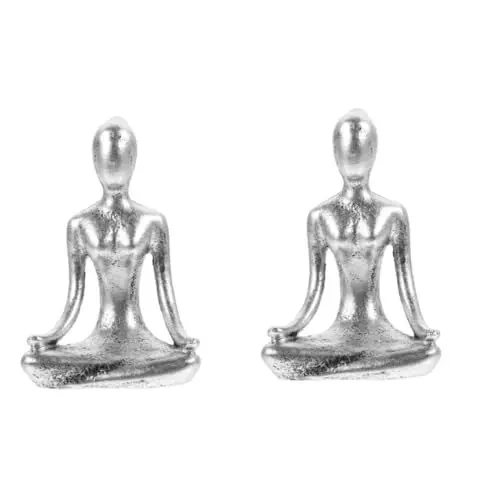 Produktbild: IMIKEYA 2st Abstrakte Figur Abstrakte Harzskulptur Wohnkultur Meditationsstatue Heimtextilien Für Wohnzimmer Golddekor Zen-gartenfigur Yoga-gebetsstatuen Fräulein Dekorationen Haushalt