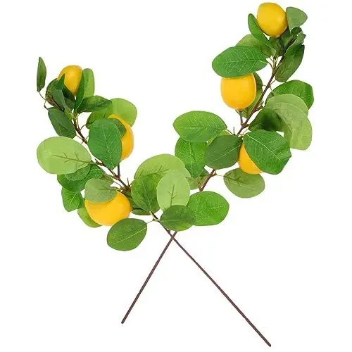 Produktbild: IMIKEYA 2st Künstliche Zitronenzweige Zitronensaft Mittelstücke Kunst-Zitronen-küchendekoration Für Party Dekorative Wohnaccessoires Gelbes Gefälschtes Zitronendekor Girlande Yellow Schaum