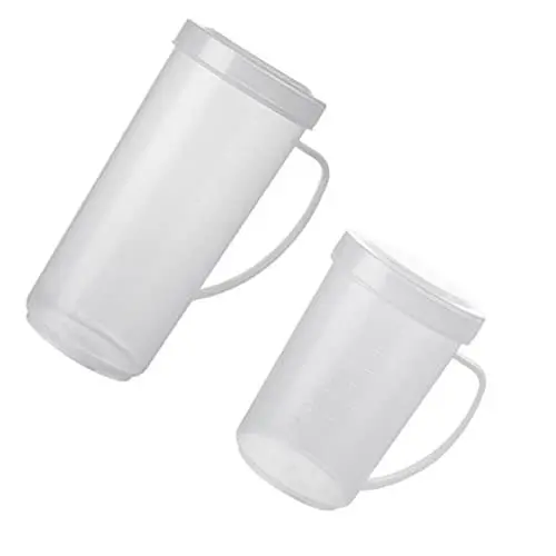 Produktbild: IMIKEYA 2st Tasse Messbecher Gießen Messbecher Backen Wasserbehälter Milchkännchen Messbecher Für Flüssigkeiten Wasserkessel Saft Topf Mikrowellenbehälter Weiß Plastik Wiederverwendbar