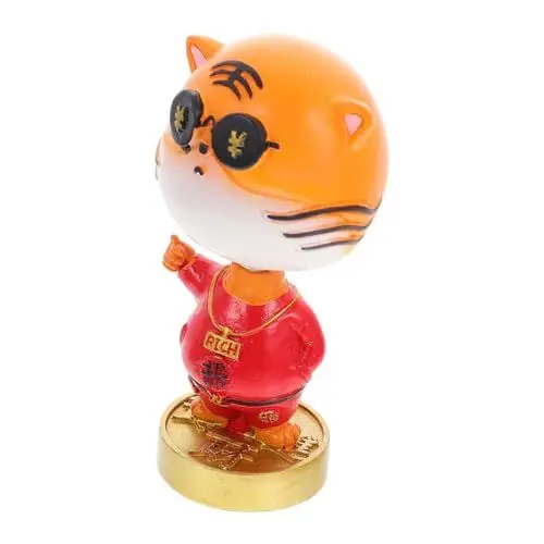 Produktbild: IMIKEYA 2st Tiger-wackelkopf-Ornament Chinesische Tierkreisfigur Figuren Autodekoration Statuenverzierung Tierkreis-skulptur Mikro Chinesische Feng-Shui Harz Armaturenbrett China